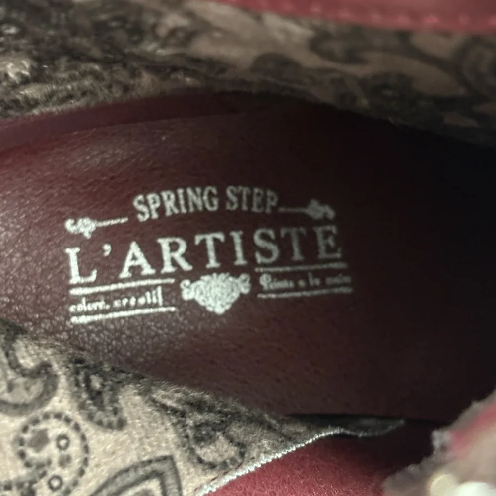 Spring Step L' Artiste Ignited Booties 39/9 Black Lace Floral Side Zip Victorian